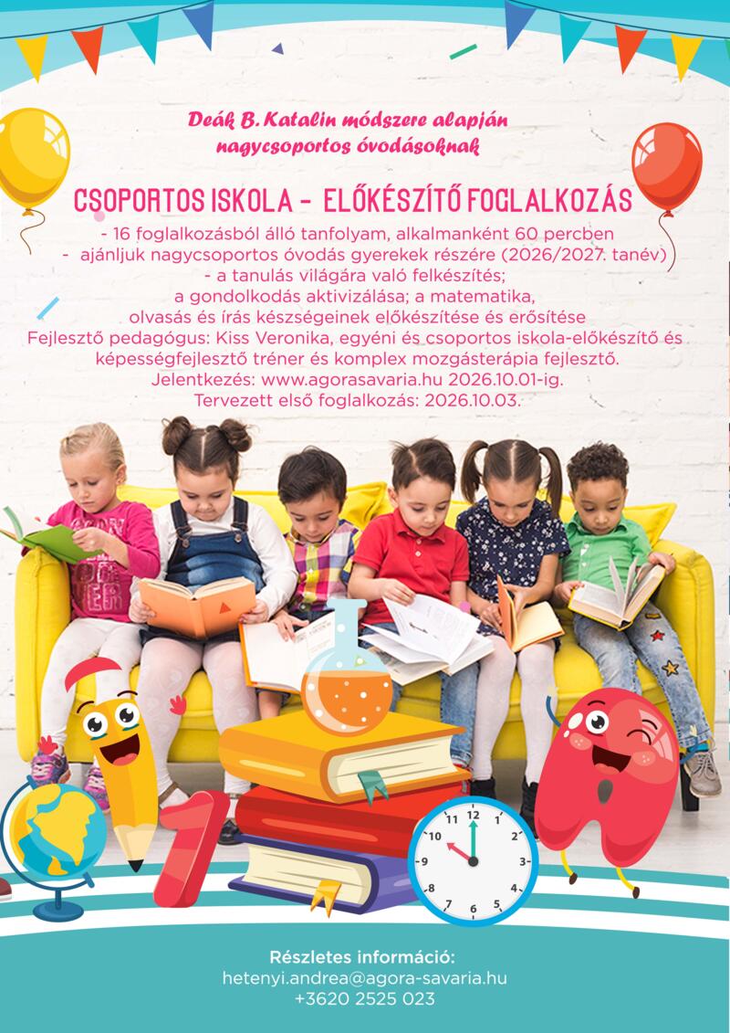 CSOPORTOS ISKOLA-ELŐKÉSZÍTŐ FOGLALKOZÁS
CSOPORTOS ISKOLA-ELŐKÉSZÍTŐ FOGLALKOZÁS
